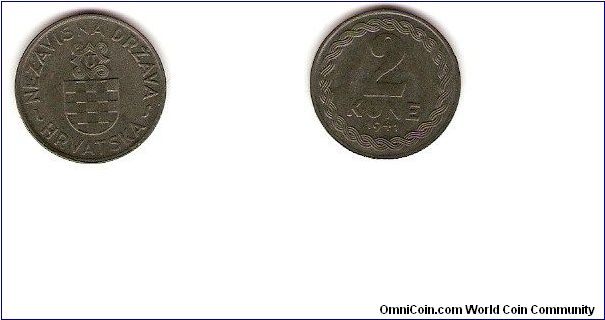 2 kune
WW II-issue in zinc