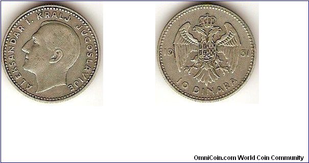 Kingdom of Yugoslavia
Alexander I
10 dinara