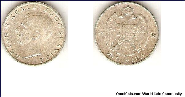 Kingdom of Yugoslavia
Peter II
20 dinara