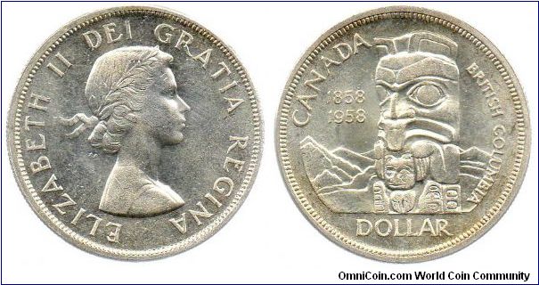 1958 Canada 1 Dollar - totem pole