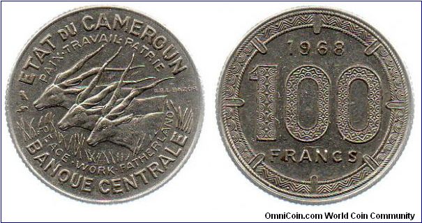 1968 Cameroon 100 Francs