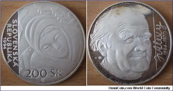 200 Korun - Janko Alexy - 20 g Ag 750 - mintage 2,500