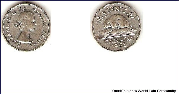 5 cents
Elizabeth II
effigy by Mary Gillick
12-sided
chromium and nickel-plated steel