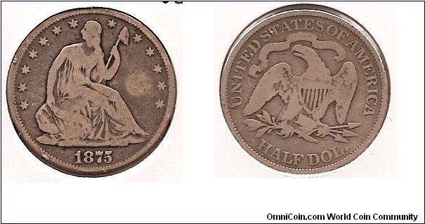 1875 Seated Half Dollar