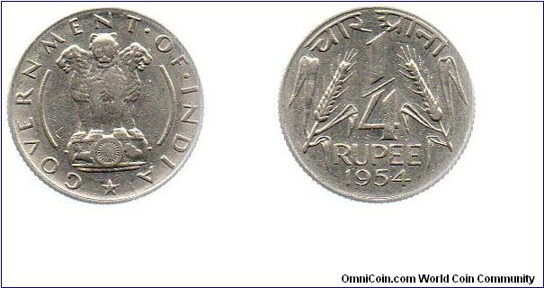 1954 1/4 Rupee
