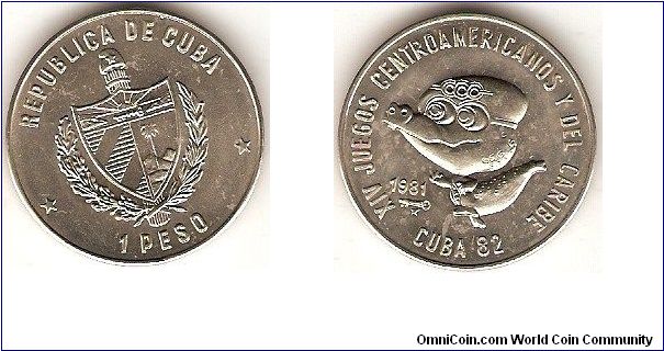 1 peso
14th Games of Central America and the Caribbean
Cuba '82
mascotte