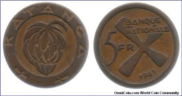 1961 Katanga 5 Francs