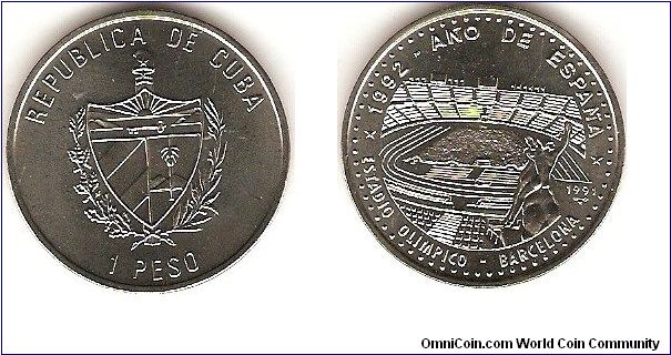 1 peso
1992 Year of Spain
Olympic Stadium in Barcelona