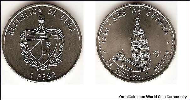 1 peso
1992 Year of Spain
Giralda Tower in Sevilla