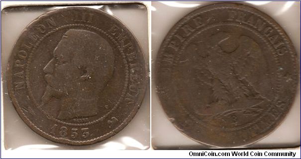 10 Centimes Napoleon III on Obverse