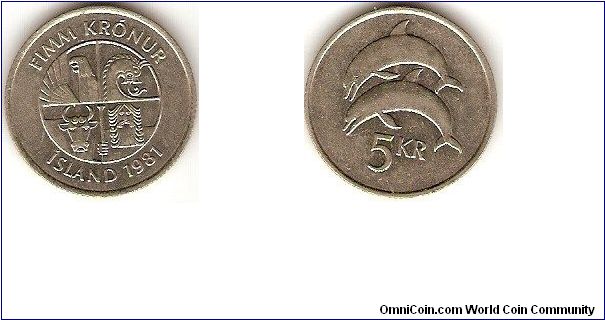 5 kronur
copper-nickel