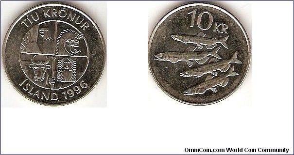 10 kronur
nickel-plated steel