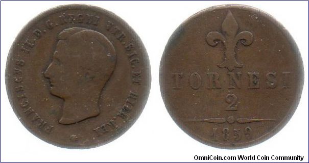 1859 Naples & Sicily 2 Tornesi