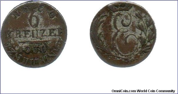 1830 Saxe-Cobourg-Gotha 6 Kreuzer