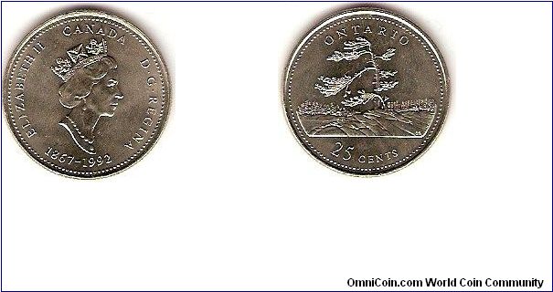 25 cents
125th anniversary of Canadian Confederation
Ontario