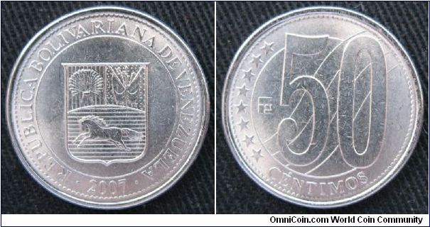 Bolivarian Republic of Venezuela, 50 centimos.