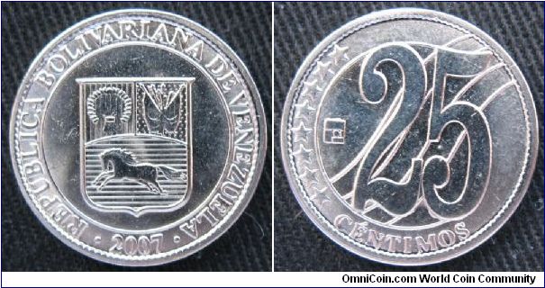 Bolivarian Republic of Venezuela, 25 centimos.