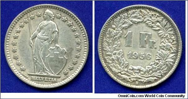 1 Franc.
Helvetica.
(B) Bern mint.


Ag835f. 5,0gr.