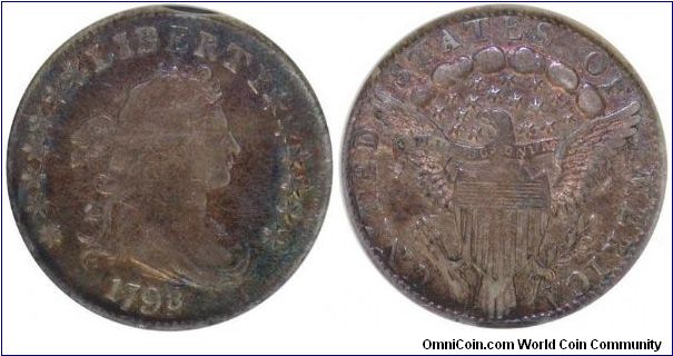 1798/97 DRAPED BUST DIME (Heraldic Eagle) (JR-1, R.3., 16 Stars on Reverse)