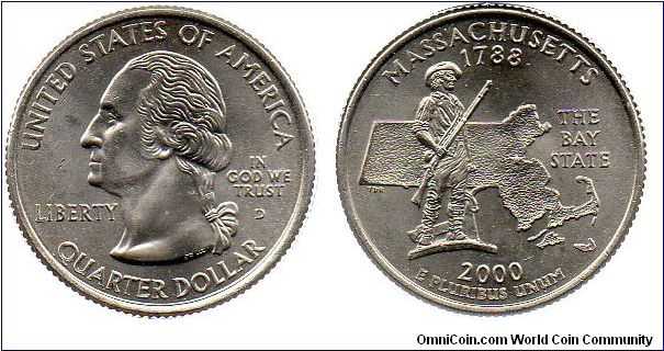 2000 D Massachusetts quarter dollar