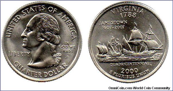 2000 D Virginia quarter dollar
