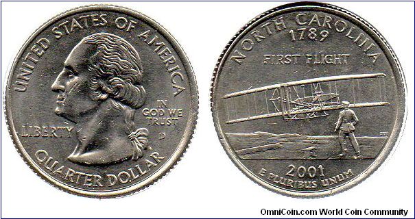 2001 D North Carolina quarter dollar