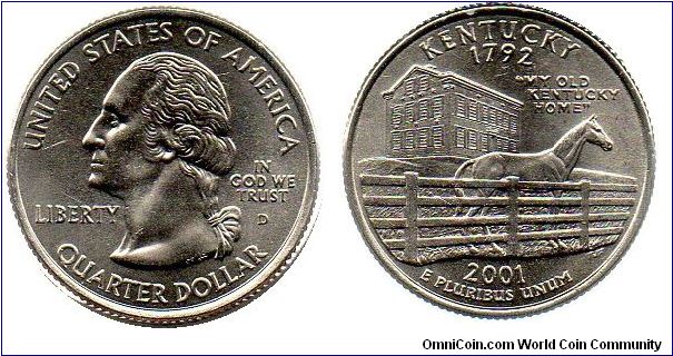 2001 D Kentucky quarter dollar