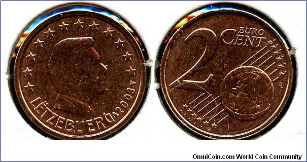 2 cent
Effigy of Grand Duke Henri
Globe & value