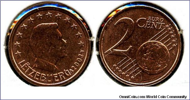 2 cent
Effigy of Grand Duke Henri
Globe & value