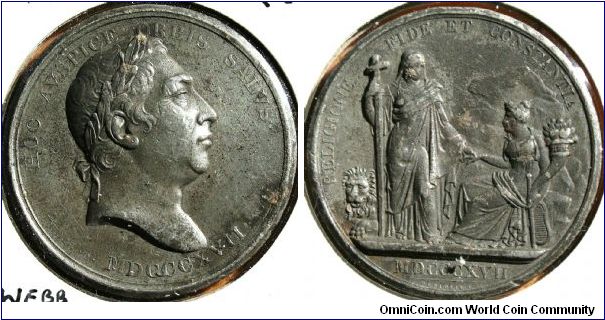 George III Mudie Dedication Medal 1st of a series of 40.  OBV. by WEBB REV. by DEPAULIS.  WM.41mm