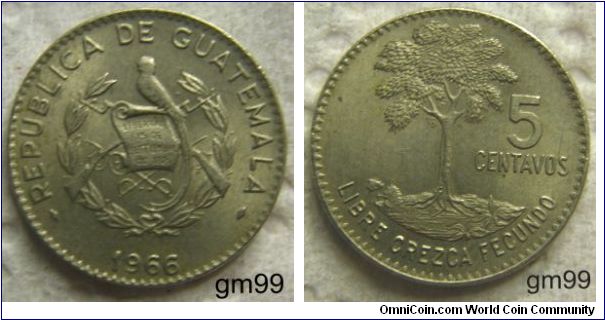 REPUBLICA DE GUATEMALA, DATE. 5 CENTAVOS,