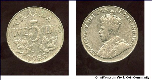 5 cents
Value & Maple leafs
King George V