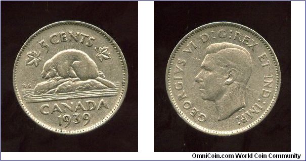 5 cents
Beaver
King George VI