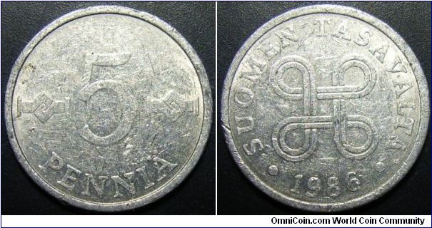 Finland 1986 5 pennia.
