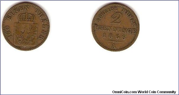 Prussia
2 pfenninge
1/180 thaler