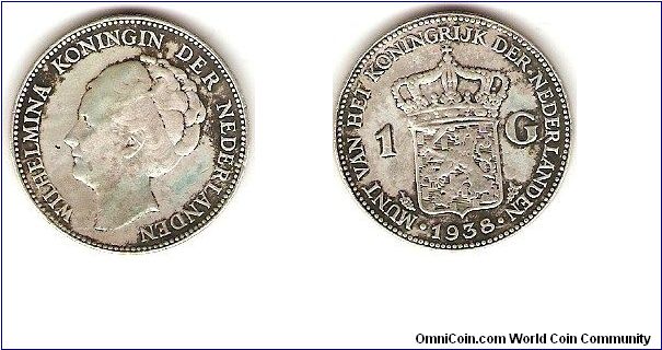 1 gulden
Wilhelmina, queen of the Netherlands