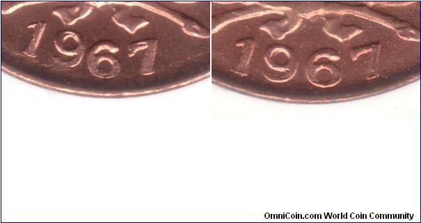 If you are looking beyond a simple DATE VARIETIES EXIST statement at Krause, here is one more unlisted variety. Left shows a low 6 in the date and right shows a normal/high 6. Just curiously looking through my accidentally acquired centavos fished this one. I think Colombia can be a real find for variety lovers. Low 6 variety is also 45 degree rotated die, will post it above.
