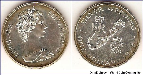 1 dollar
Silver Wedding Anniversary of Queen Elizabeth II and Prince Philip 
Map of Bermuda