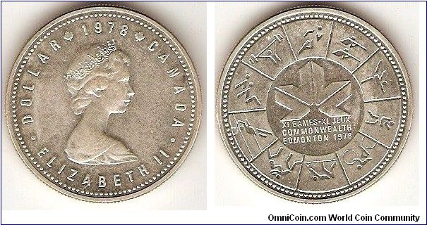 Silver dollar
Commonwealth Games in Edmonton
effigy of Elizabeth II by Arnold Machin