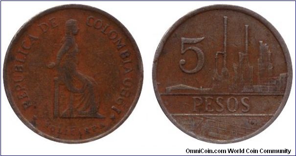 Colombia, 5 pesos, 1980, Bronze, Policarpa.                                                                                                                                                                                                                                                                                                                                                                                                                                                                         