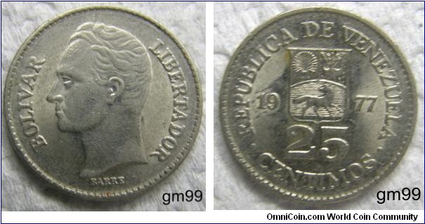 Venezuela y50.2 25 Centimos (1977-1987)