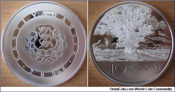 10 Krooni - 90th anniversary of the Republic of Estonia - 28.28 g Ag 999 - mintage 10,000