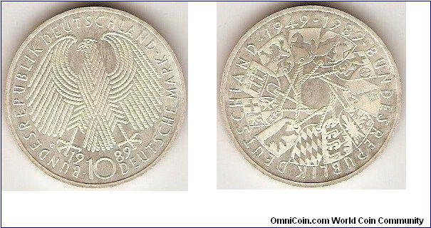10 mark
40th anniversary of the Federal Republic of Germany