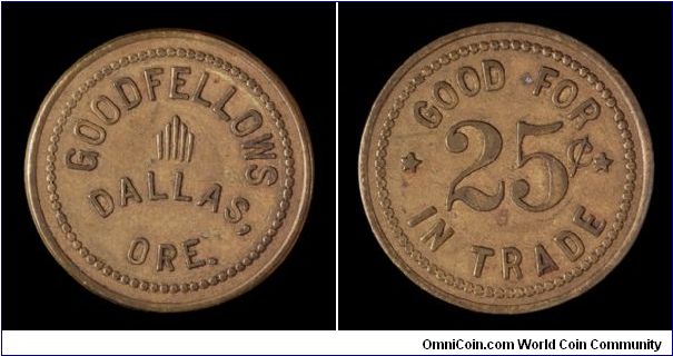 Goodfellows, Dallas, Oregon, 25 cents in trade.