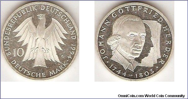 10 mark
Johann Gottfried Herder