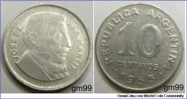 Argentina km51 10 Centavos (1953-1956)