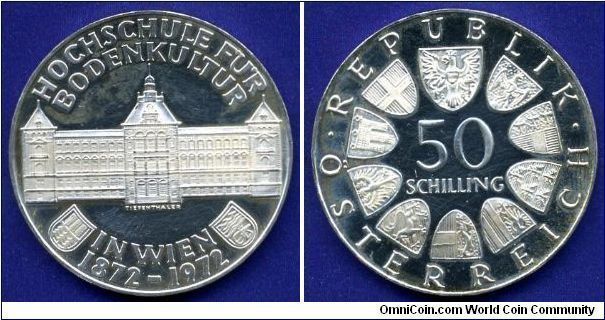 50 Shillings.
Austrian republic.
Medical University of Vienna.
PROOF Like.


Ag900f. 20gr.