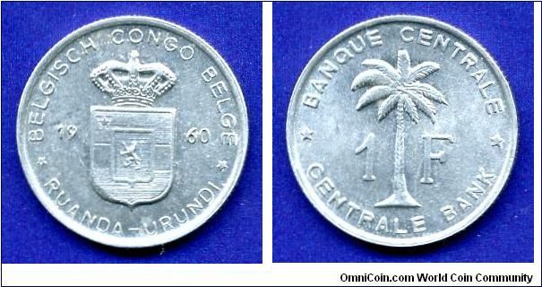 1 Franc.
Belgian Congo.
Baudouin I (1951-1993).


Al.