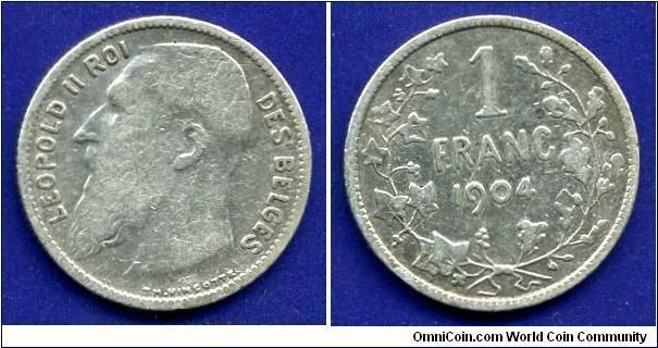 1 Franc.
Leopold II (1865-1909) Roi Des Belges.


Ag835f. 5,0gr.