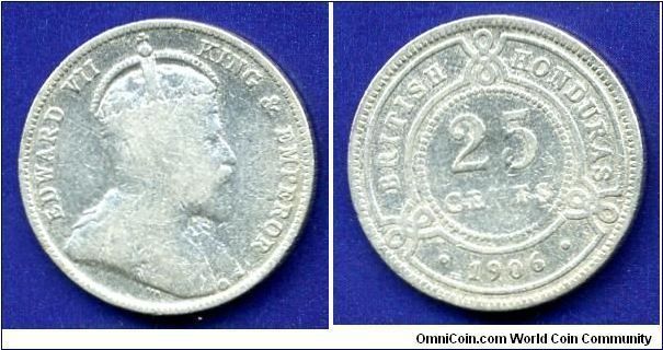 25 cents.
*BRITISH HONDURAS*.
Edvard VII (1901-1910).
Mintage 30,000 units.


Ag925f. 5,81gr.